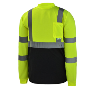 High Visibility Black Bottom Long Sleeve Safety Shirt With 2" Reflective tapes