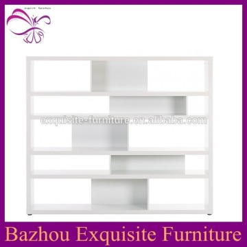 new design high quality white high gloss wooden bookshelf/ wooden library bookshelf