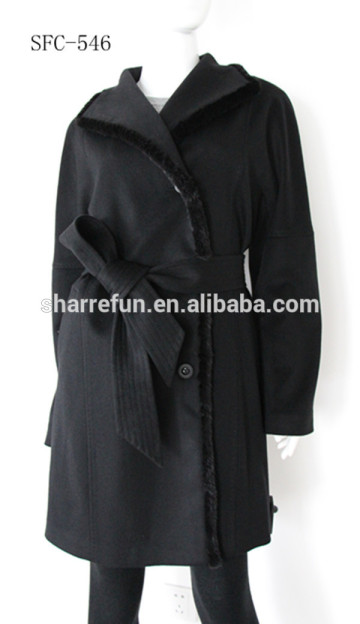 ladies cashmere coat, ladies black cashmere coat, ladies black long style cashmere coat SFC-546