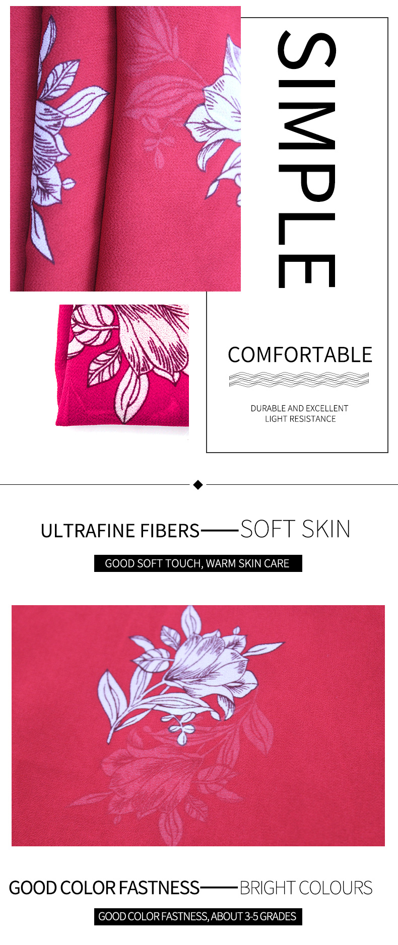 New fashion 100% polyester chiffon custom digital printing fabric for dresses