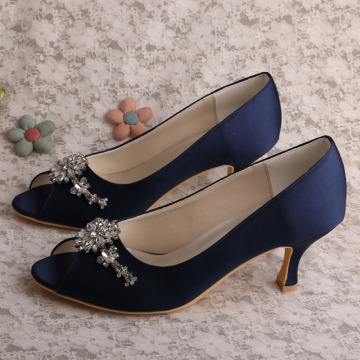 Navy Blue Heels for Wedding Peep Toe