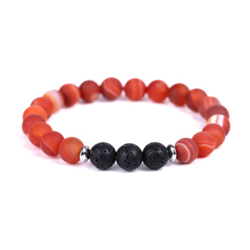 Red Carnelian 8MM Matte Beads (3PCS Lava Stone) Stretch Beads