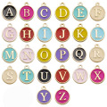 Cuentas redondas de letras de 12 * 15mm cuentas de aleación de limo multicolor para collar pulsera llavero decoración encantos