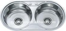 Round double bowl kitchen sink-YTDR8644
