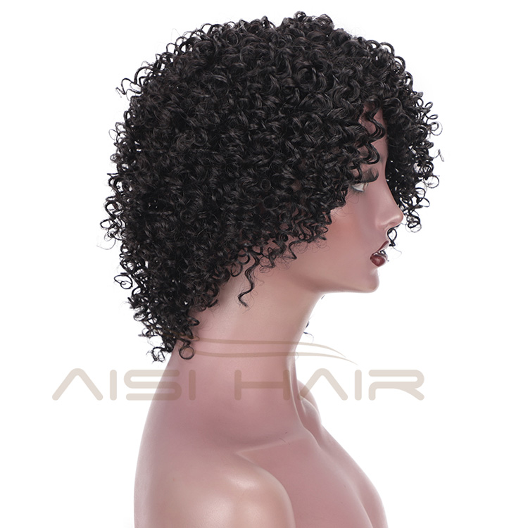 Aisi Hair Malaysian Human Hair Afro Curly Short Wigs Natural Black Machine Made Kinky Curly Human Hair Wigs