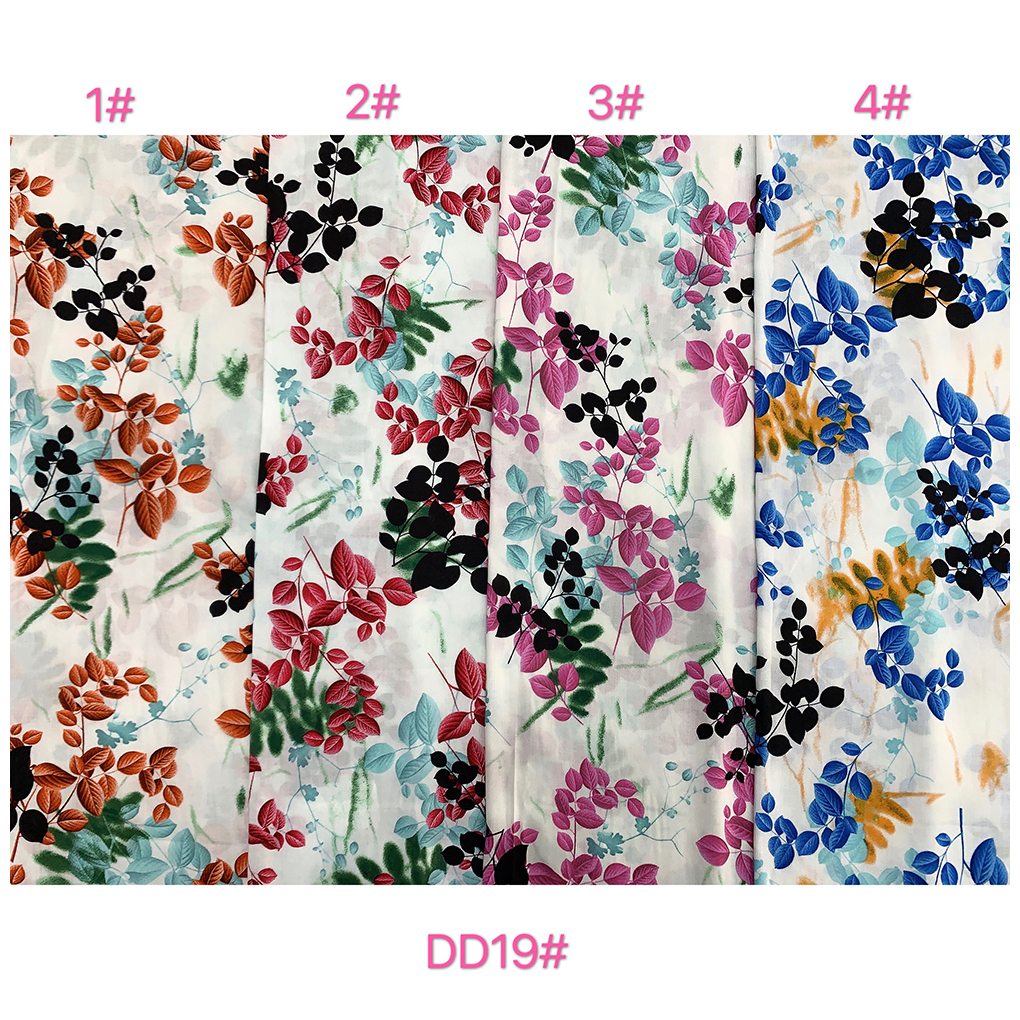 2021 latest stock lot soft Egyptian many color viscose printed floral challie rayon fabric