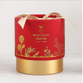 Red Round Velvet Cylinder Box with Ribbon