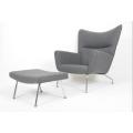 Hans J. Wegner CH445 Shugaban Wing da Ottoman