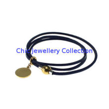 Br259 High Polished Leather Wrist Bracelets , Link Bracelet With Rhinestone