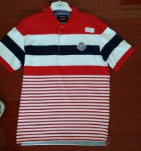 Positioned Stripes Yarn Dyed Short Sleeve Polo Shirts