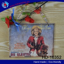 Heat fransfer of customized ceramic wall sign,ceramic decorative plaque, ceramic wall plaque