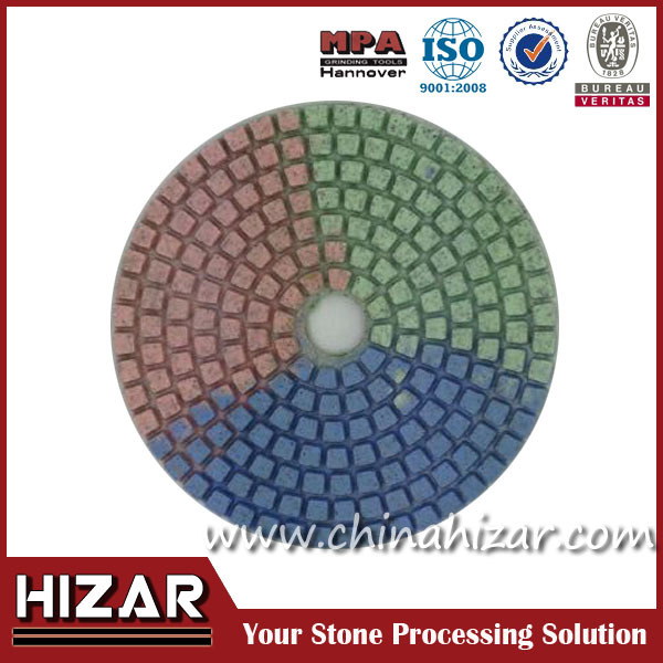 Hizar 4inch 100mm cheap dry diamond polishing pads for Granite Marble Concrete Ceramic diamond polishing pads