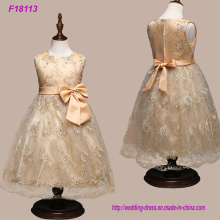 Real Sample High Quality Flower Girls Dresses Sparkly Gold Sequins Kids Long Formal Wedding Party