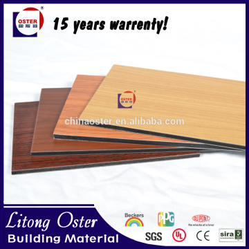 Wood plastic composite Fireproof Wooden Surface Acp stone look wall paneling