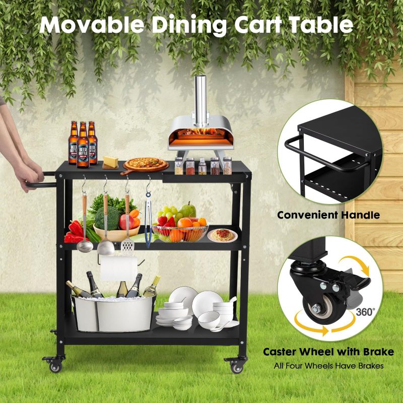 Durable Double Deck Pizza Oven Cart for Outdoor Events