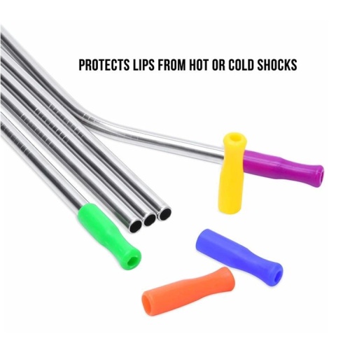 Warna indah Silicone Straw Tip untuk Juice / Kopi