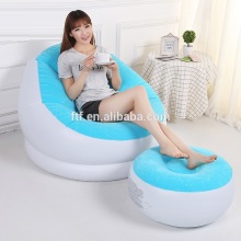 2016 blue PVC flocking inflatable sofa,outdoor inflatable furniture,inflatable footstool