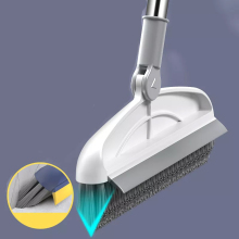 2-in-1 Bathroom Cleaning Tool: Adjustable V-Shaped Brush and Scraper with Extendable Handle