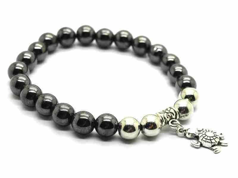 Pulsera de hematita con aleación Pandent Gemstone Beads Bangle