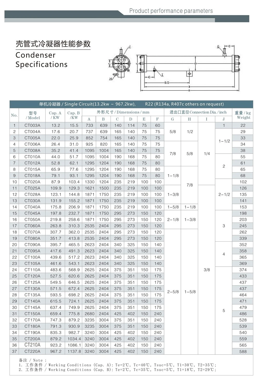 10 Ton High Efficiency Shell and Tube Condenser Heat Exchanger