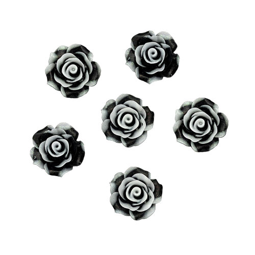 Kawaii Two-tone Roses Flatback Resin Rose Flowers Cabochons Scrapbooking Craft DIY Hair Bow Decoration Headwear Accessories