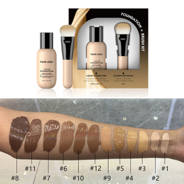 Custom NEW Foundation Makeup Set Sunscreen SPF Waterproof Concealer Custom Private Label Liquid Foundation Makeup with Brush