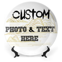 Personalized Ceramic Plates and Dishes with Display Stand - Custom Bone China Decorative Plates for Home Memorials