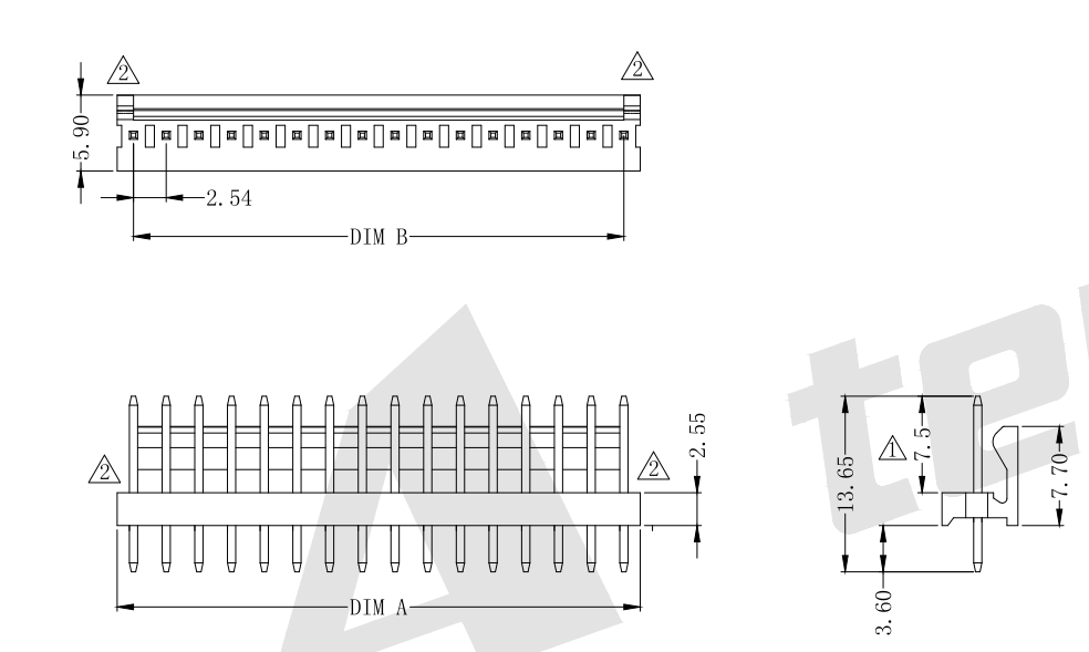 2.54mm Pitch 180 ° Siri Penyambung Wafer Single