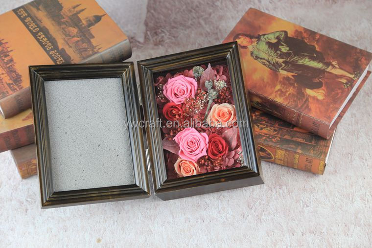 Christmas Valentines day gift flowers frame box preserved fresh flower photo frame gift wooden box