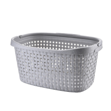 Portable Plastic Laundry Hamper with Handles - Breathable Hollow Rectangle Clothes Hamper for Living Room