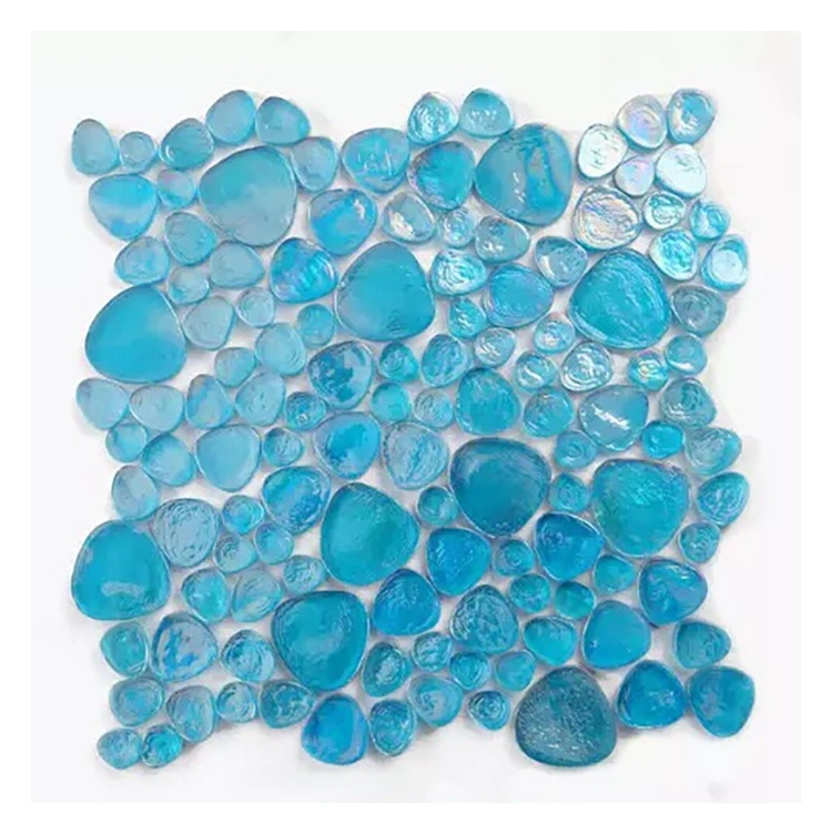 New Design Blue 3D Bubble Stained Mosaic Glass Irregular Loose Tiles