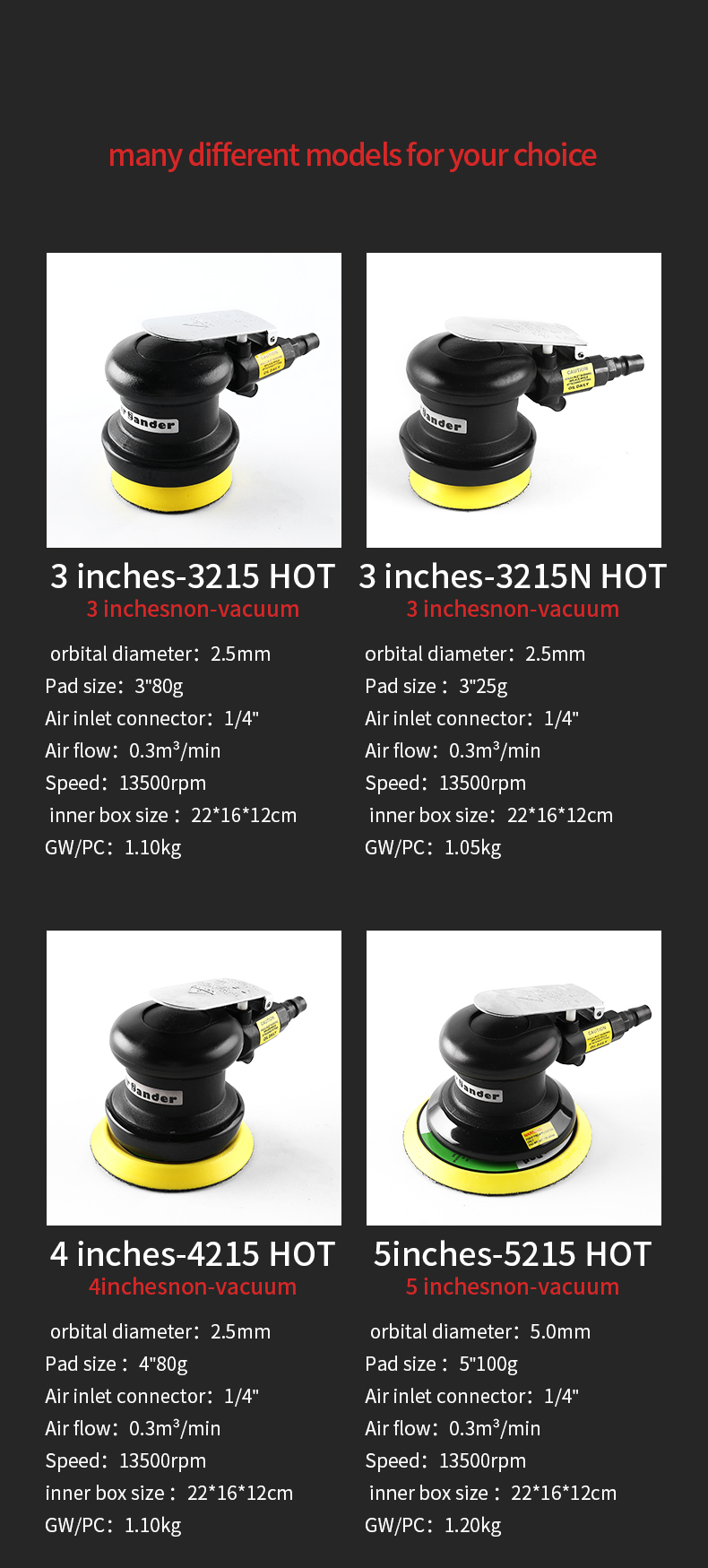 central vacuum pneumatic polisher air orbital sander for car