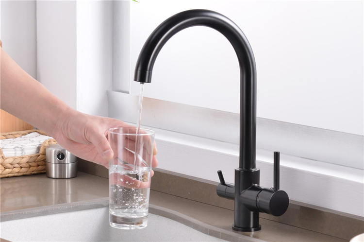 YL-901 Factory price double handle three way filtered drinking mixer tap water purifier kitchen sink faucet