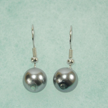 Grey Big Pearl Dangle Earrings