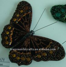 Black decorated handmade butterfly with sequins and bead