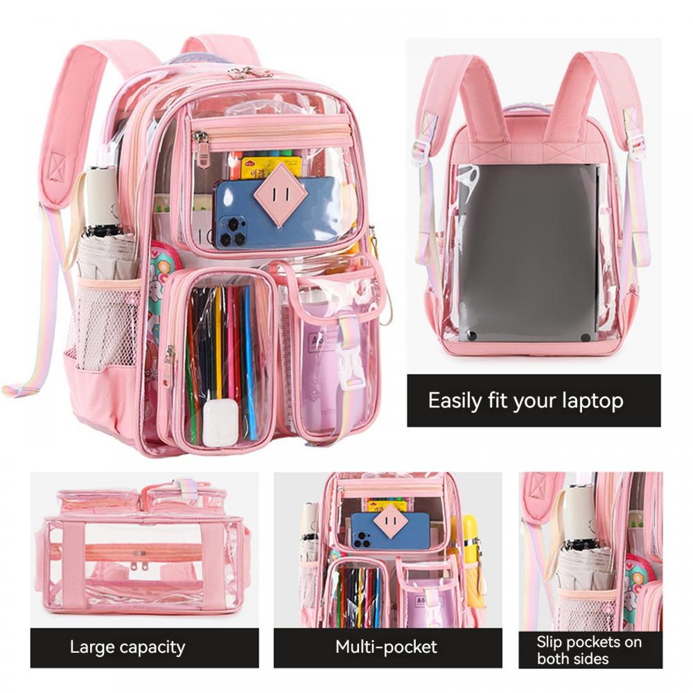 WYCY Clear Backpack Heavy Duty PVC Transparent Bag Girl