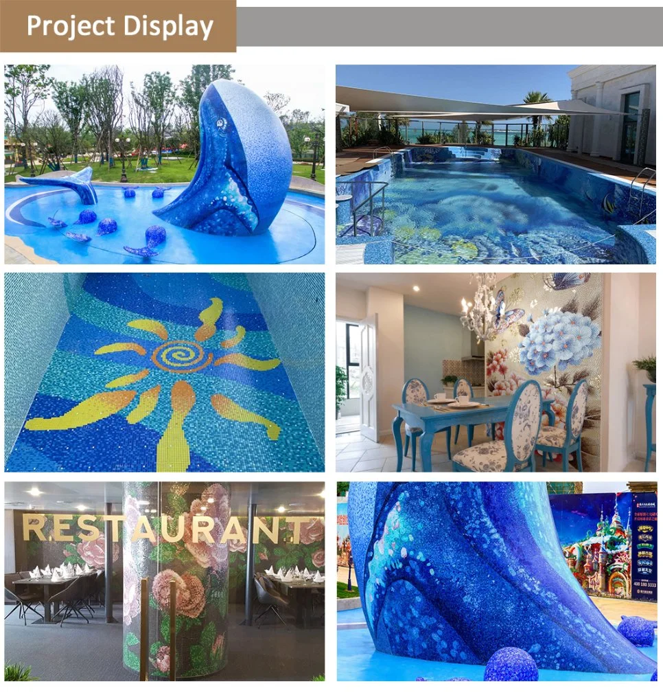 Crystal Blue Outdoor Mosaic Hand Printing Swimming Pool Mosaic Tile