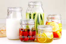 Storage glas jar with metal clip