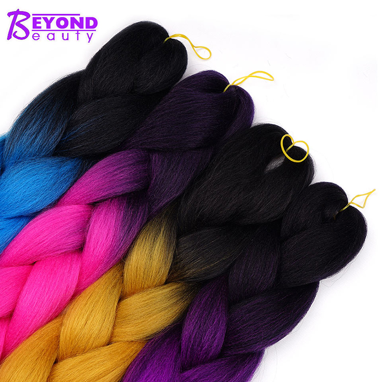 Factory Wholesale ombre color Jumbo Synthetic Braiding Hair Colors Two Tone Black African Crochet Braids Bulk For Box Braids