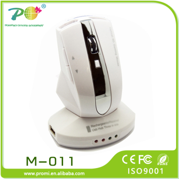 New premium rechargeable large wireless mouse with three ports usb hub