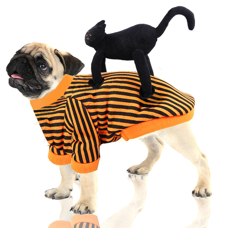 Funny black cat standing up dog clothes cat pet clothes Halloween Christmas day clothes for medium-sized dogs