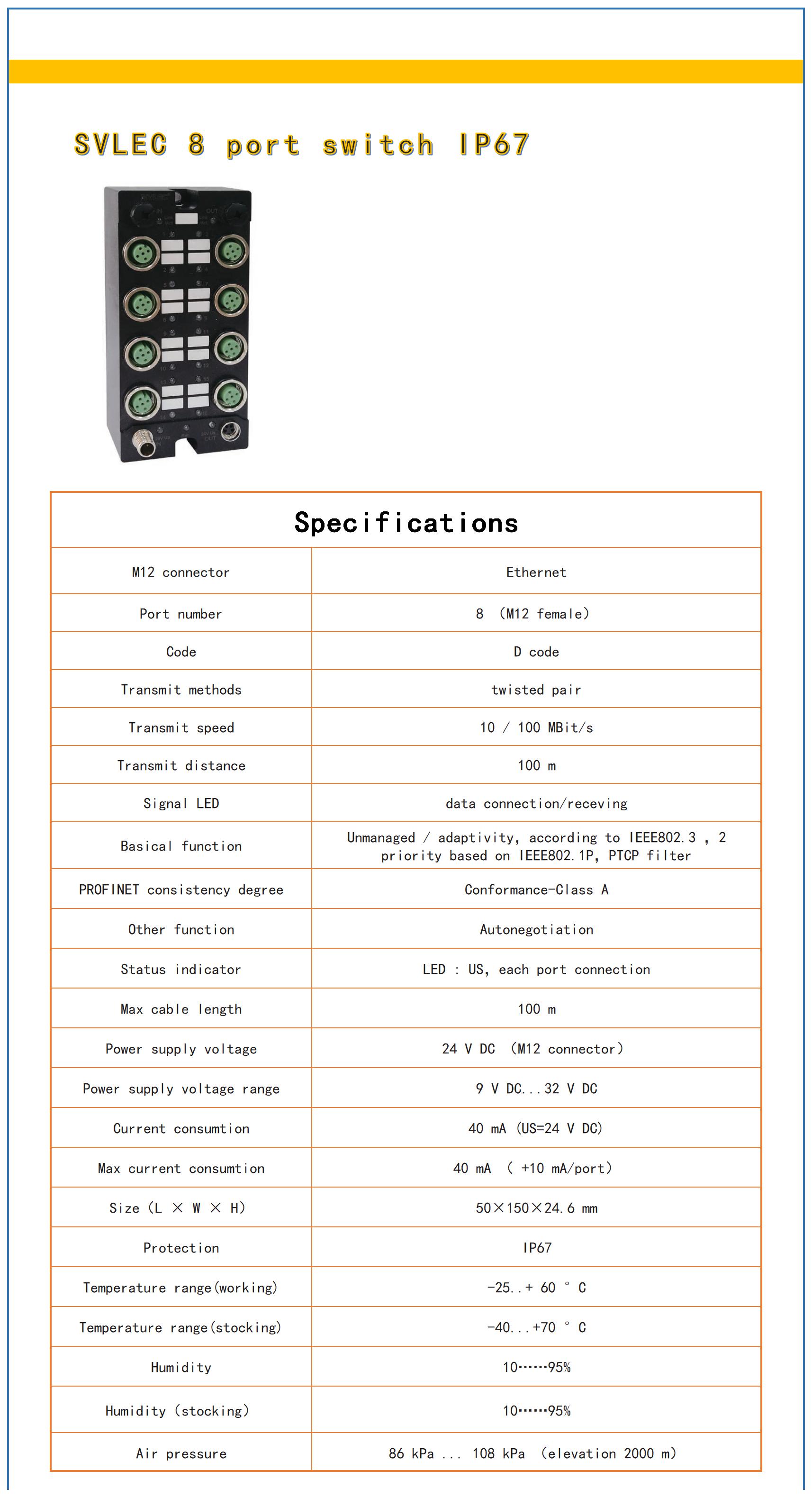 IP67 Ethernet switches specifications