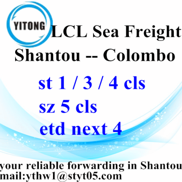 Shantou LCL consolidatie Freight Agent naar Colombo