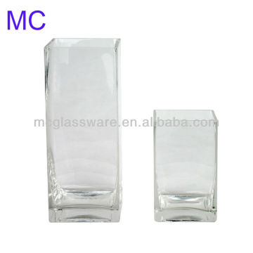 square clear glass vase