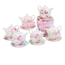 Custom Design Ceramic White Porcelain Teapot and Cup Set for One