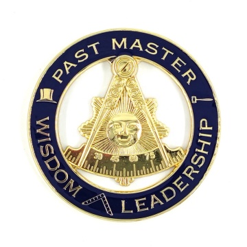 Freemasonry Past Master Smile Logo Car Badge Emblem: Round Metal Masonic Past Master Auto Emblem