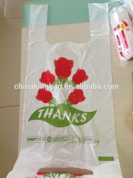 2color logo printing tshirt shopping plastic bag on roll