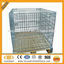 Galvanized foldable rectangular steel wire mesh pallet cage