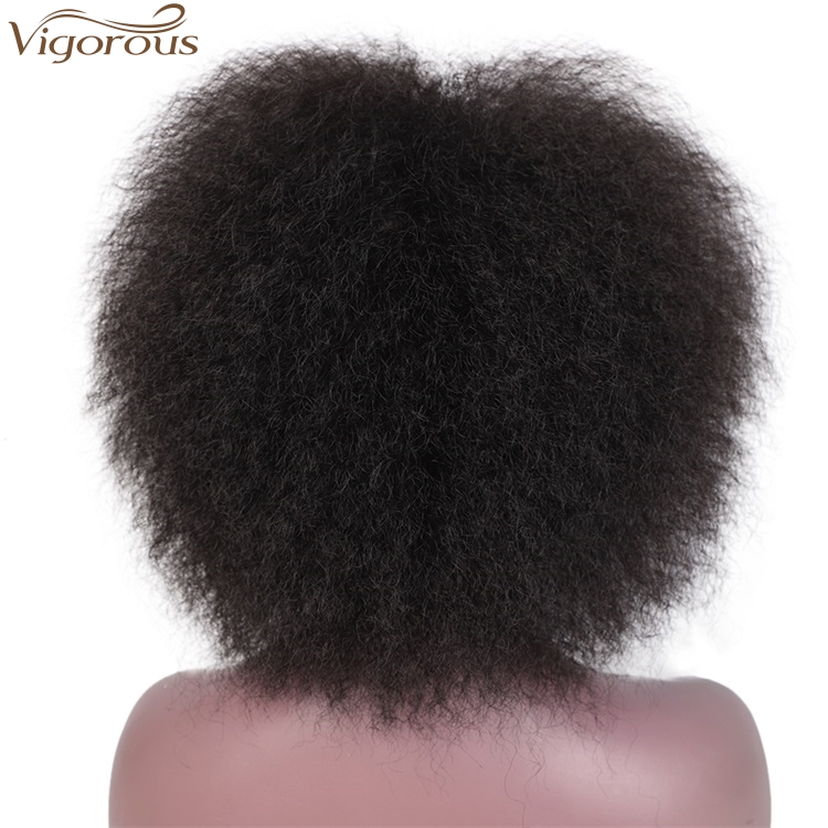 Vigorous Wholesale Top Quality Cheap Afro Short Kinky Fluffy Wig For Women Black Synthetic Wigs High Temperature