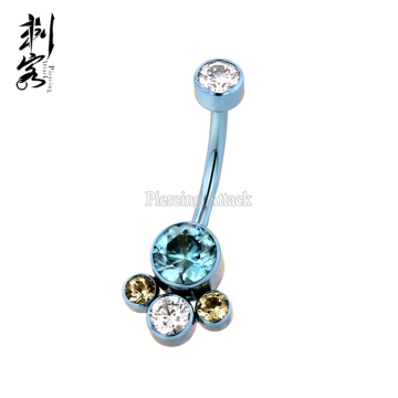 G23 Titanium Cluster Crystal Indian Style Belly Ring